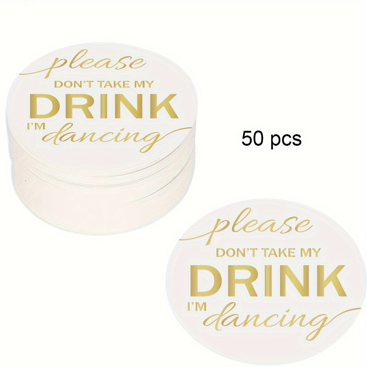 Image of Set Of 50 White Coasters With , Featuring ' Take , I'm Dancing'. 4-inch Round Cocktail Coasters Are Perfect For Weddings And Parties