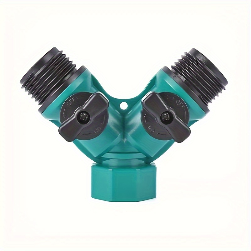 

1pc Y-shaped Garden Hose Splitter With Shut-off Valve, 3/4" American Standard Thread - Durable Plastic Water Pipe Connector