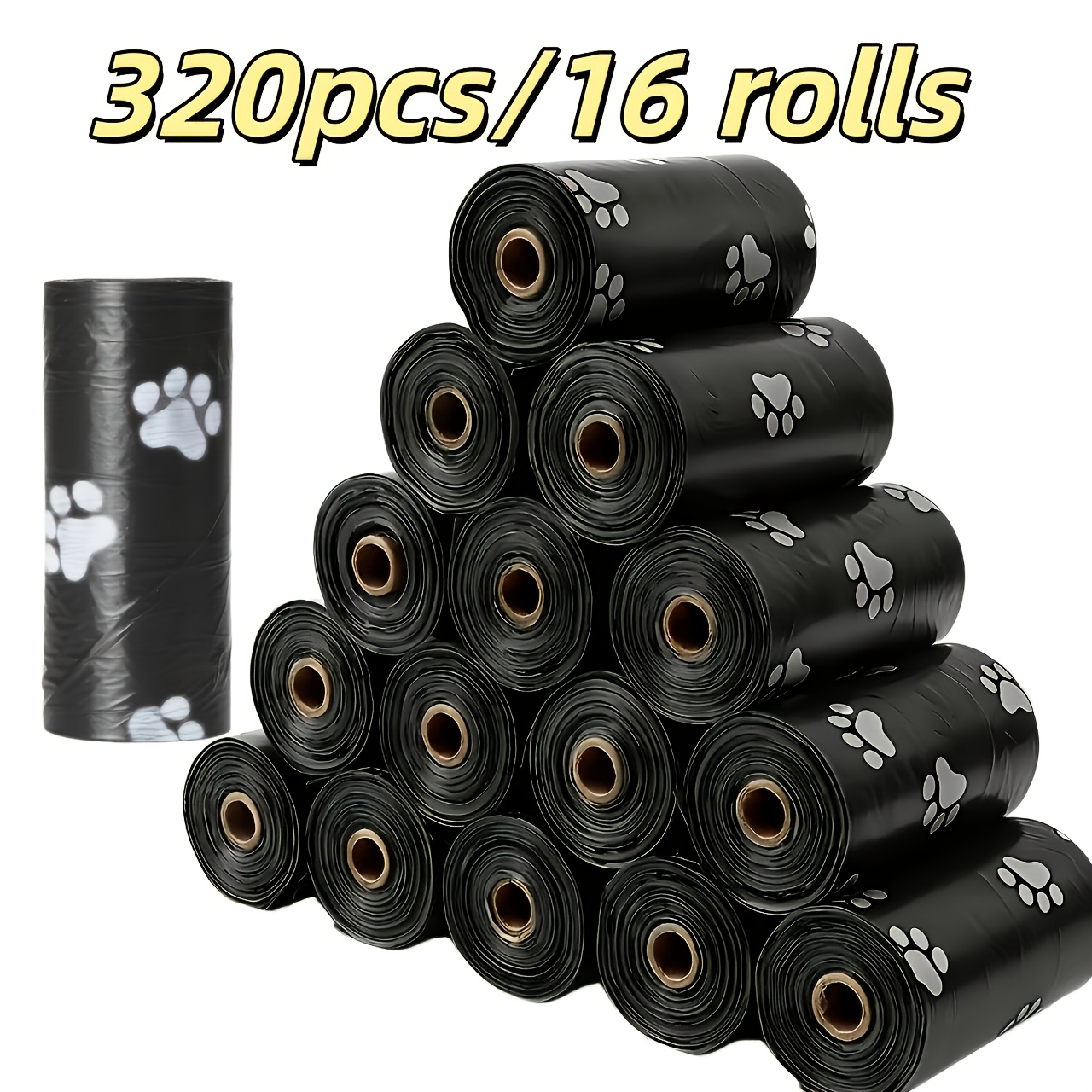 item picture 320pcs 16 random style rolls thick durable dog waste bags leak proof pet waste bags odor neutral black with cat  