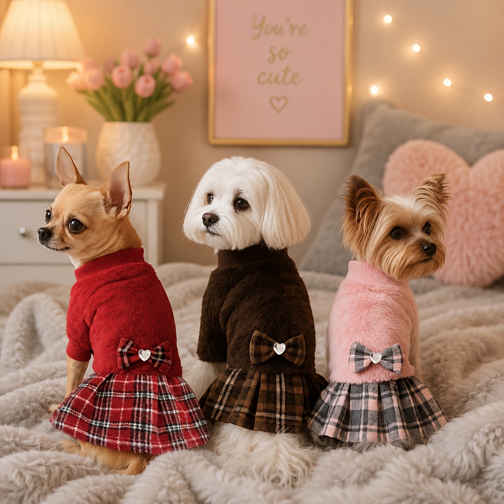 Warm Dog Dress, Winter Dog Sweater Dress Girls, Puppy Outfit Female, Pet  Clothes Puppy Sweater for Chihuahua * *