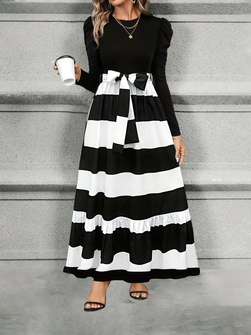 round neck stripe print high waist dress Feancey Plus Size Mini Dresses for Curvy Women Sexy Deep V Neck Striped print Party Dress High Waist Ruffle Short Sleeve Flowy Beach Sundressavy