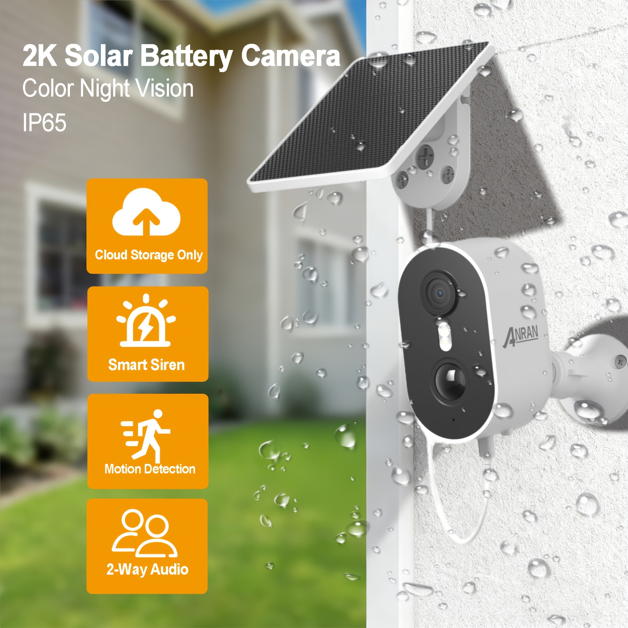 TEMU Outdoor Security Camera For Driveway Monitoring, 3mp With Detection, 2-way Audio & Color Night Vision, Cloud Storage Only, Pir Human Detection, Siren Alarm, Alexa Compatible