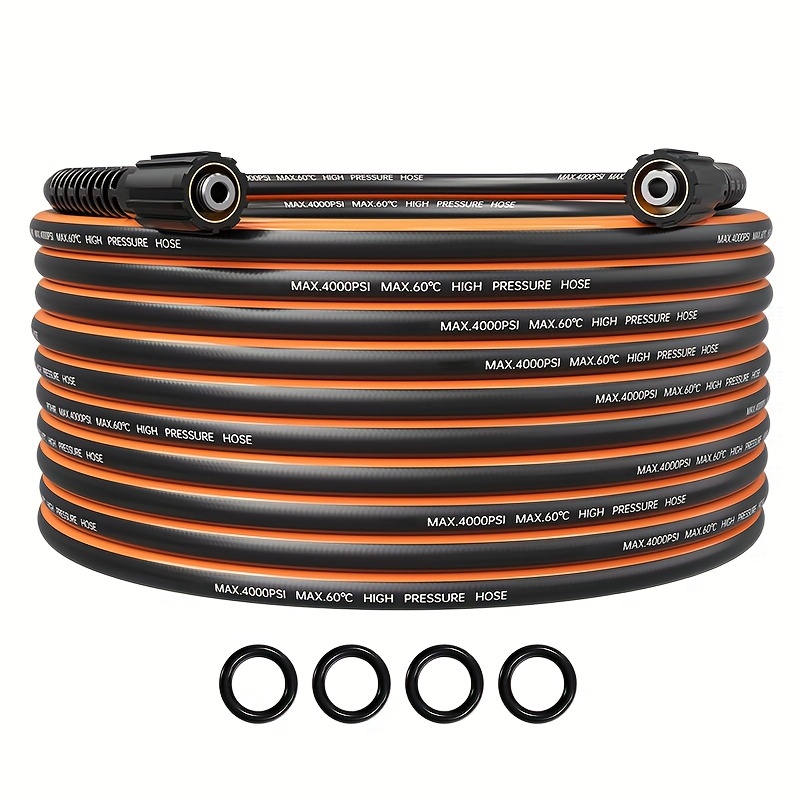 

50ft Pressure Washer Hose 1/4" 4000 Psi Kink Resistant Power Washing Extension Hose With M22-14mm/15mm Quick Connect, Flexible, Leakproof Hose Suitable For Most Pressure Washers