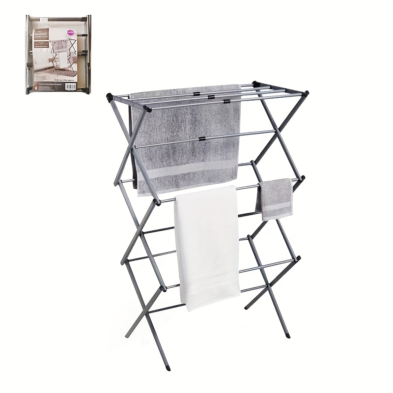 Expandable Three-Tier Drying Racks for Clothes, Collapsible Airer for Laundry And Towels, Designed to Save Space, Suitable for Indoor And Outdoor Hanging, Lightweight And Compact, Folds for Easy Storage, Made of Steel, Ideal for Air-Drying Garments