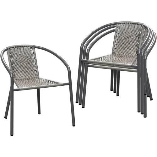 4 pack patio stackable indoor outdoor restaurant bistro wicker dining chair all weather armchair stack chairs