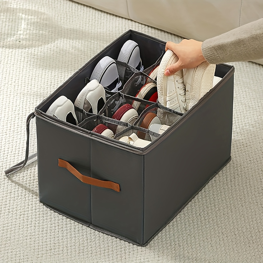 Pack Space-Saving Shoe Storage Organizer with Adjustable Dividers, Clear  Cover, and Handle Ideal for Closet Organization Fabric Box, Shoe