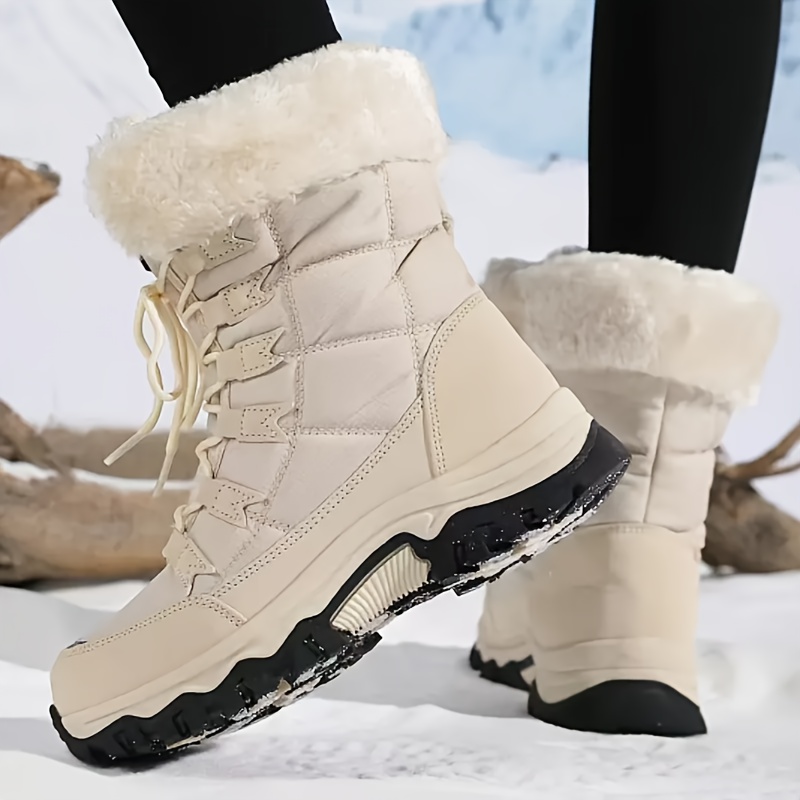womens heavy duty snow boots with like collar cold resistant winter shoes anti slip rubber sole round toe for ice walking hiking skiing warm ankle boots wide width   for moms Product details 5