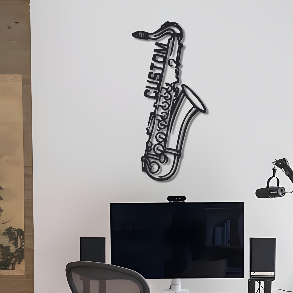 TEMU Customizable Jazz Saxophone Metal Wall Art, Personalized Gift, For Christmas, Easter, Valentine's, Thanksgiving, Graduation, Name Design,