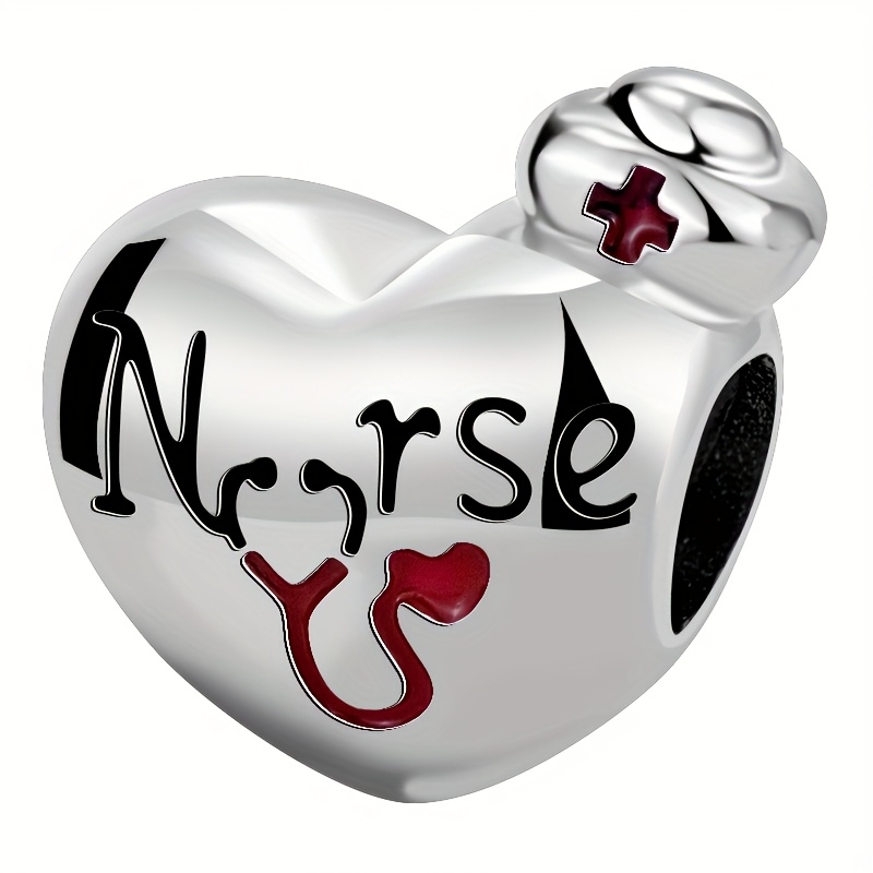 Image of White Heart-shaped Nurse Bead, Bracelet And Necklace Set, Suitable For Themed Parties, Protective Bead For Daily Medical Professionals, Exquisite Handmade Gift