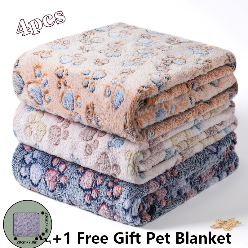 TEMU Ensemble de 3 pièces avec 1 cadeau offert : Couverture douillette en flanelle moelleuse pour animaux de compagnie, lavable en machine, adaptée à