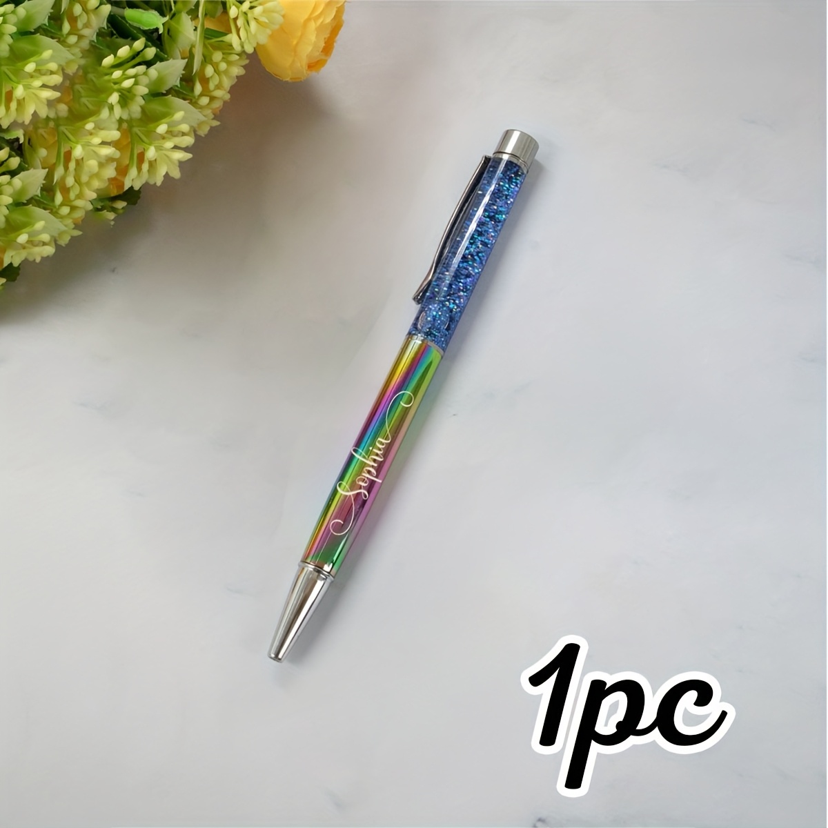 Image of Custom Quicksand Ballpoint Pen With Text, Personalized Teacher Pens, Customized Gel Pens, Customizable Text Pens, Creative Quicksand Pen, Christmas Gifts, Christmas, Men, Women