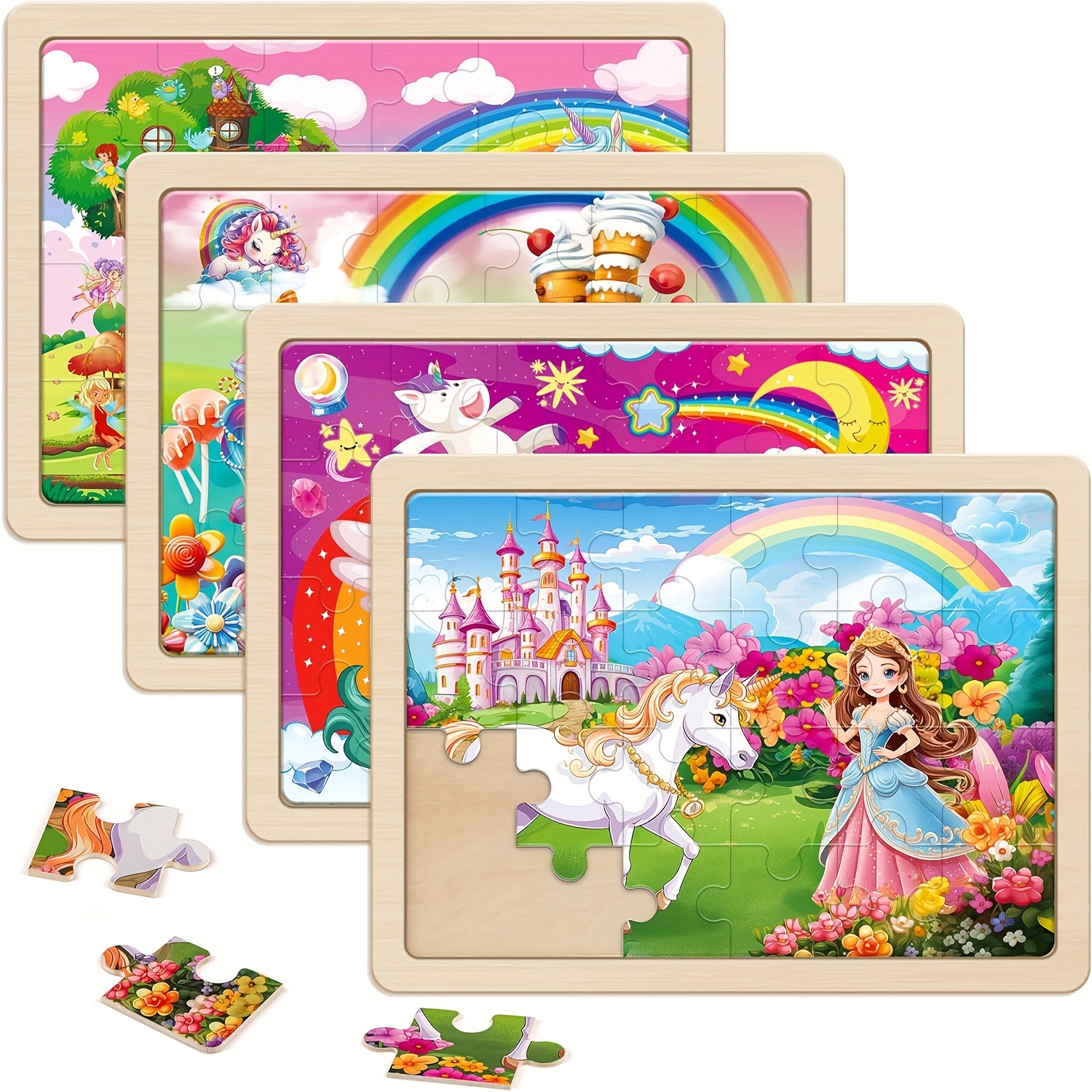 

Synarry Large Unicorn Princess Fairy Wooden Puzzles For Girls Gift Box, 24 Pcs Puzzles For Kids 4-6, Puzzles For Toddlers 3-8, Unicorn Toys Gifts For 3 4 5 Year Old