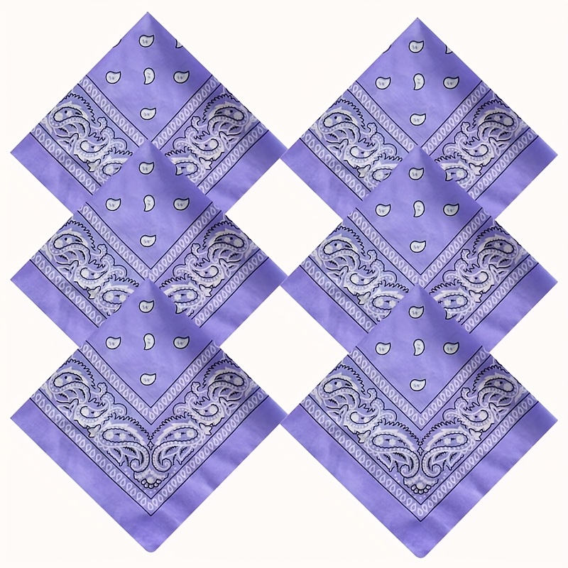 TEMU 6pcs Purple Paisley Square Scarf Unisex Spring/summer Handkerchief Multipurpose Square Scarf Diy Handmade