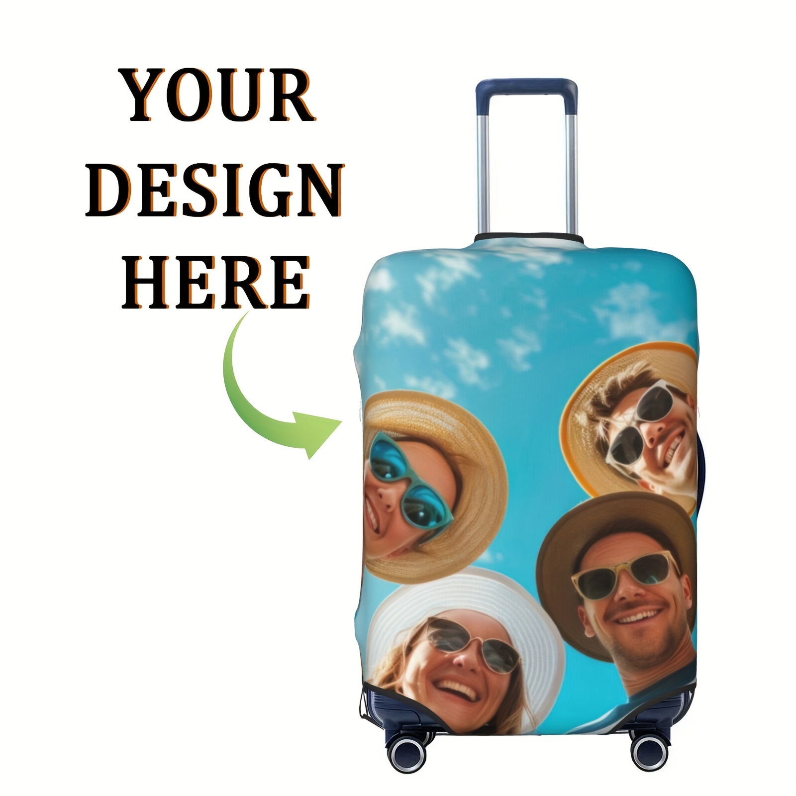 TEMU Custom Luggage Covers For Suitcase, Personalized Add Your Name Photo Text Double-sided Printing Travel Suitcase Protector, Washable Baggage