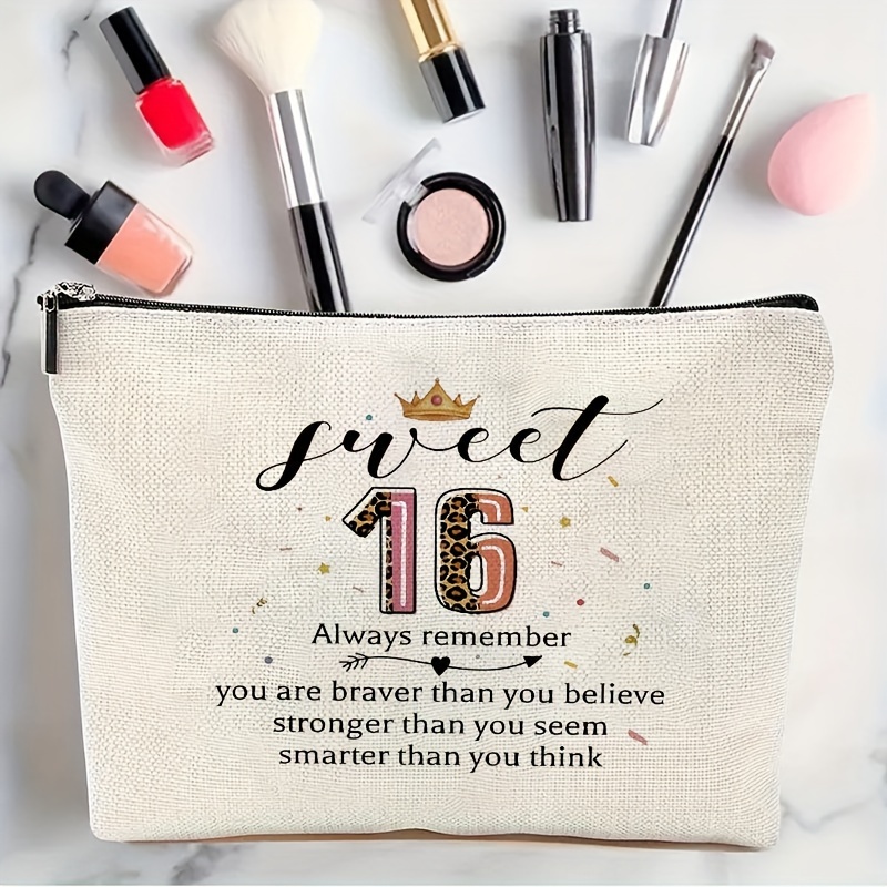 

Chic 16th Birthday Makeup Bag - Perfect Gift For Teen Girls, Sisters, Friends & Daughters - Polyester, Non-waterproof, Scent-free