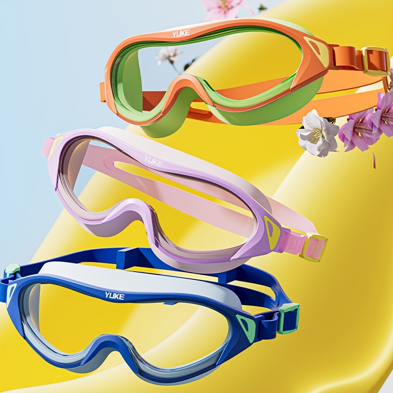 1pc Kids Swim Goggles, Anti-Fog High Definition Large Frame, Waterproof Silicone Seal, PC Material, Suitable for Ages 3-15, Ideal for Training And Leisure, Perfect for Festive Gifts - Purple