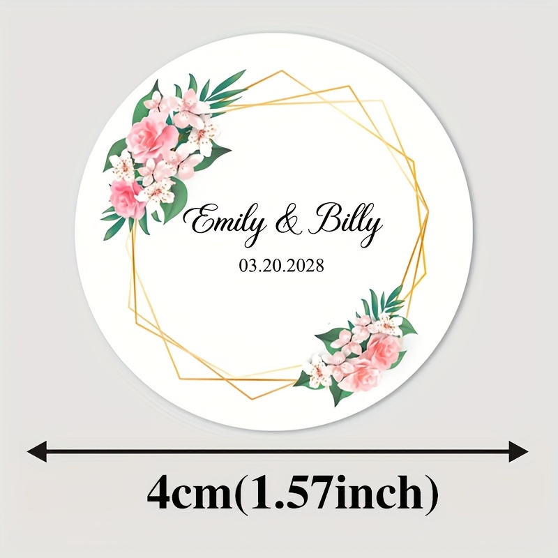TEMU Personalized Custom Stickers, Custom Text Stickers, Wedding Bridal Shower Stickers, Baby Shower Stickers, Birthday Party Stickers, Floral Text