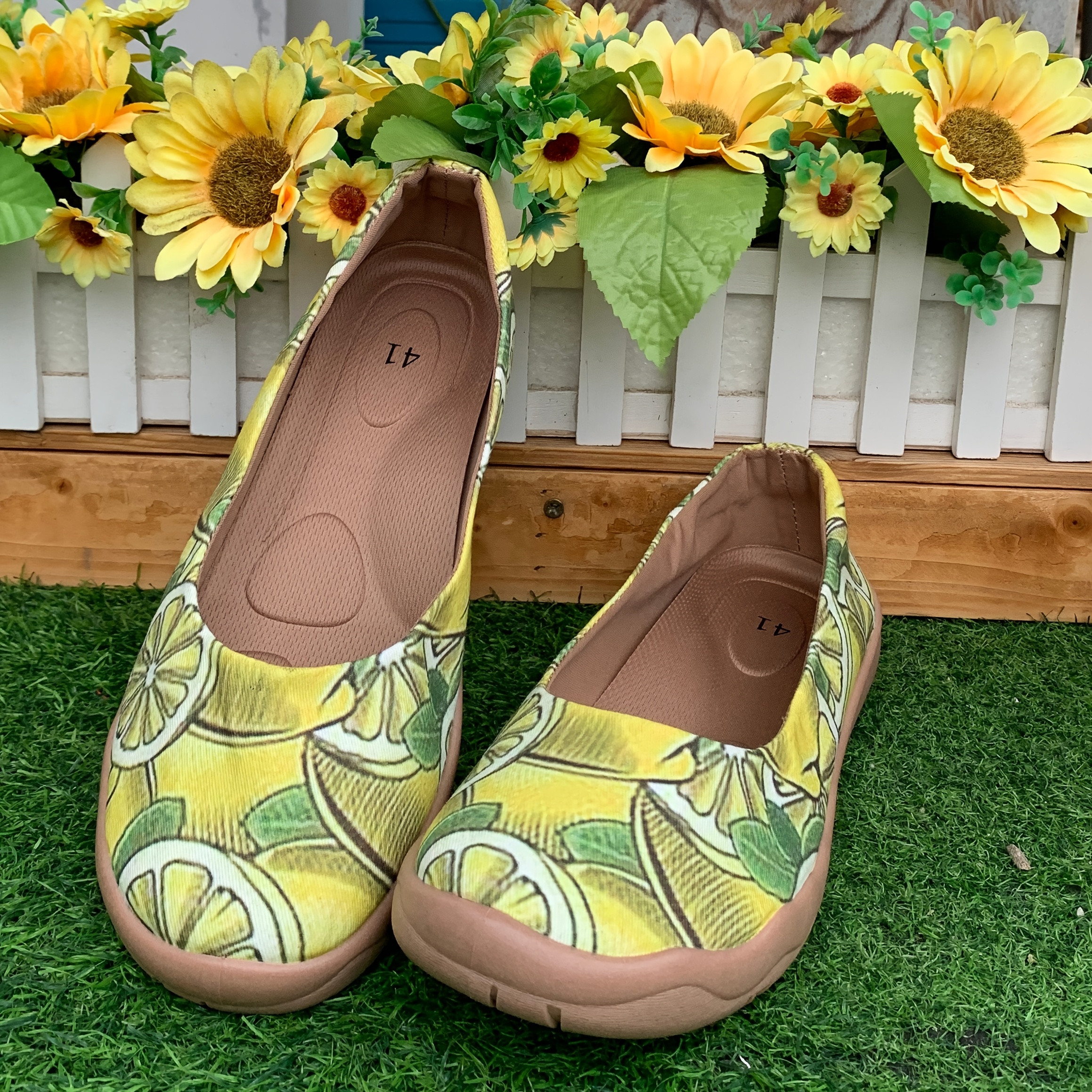 women's slip penny loafers vibrant lemon pattern Temu Ireland
