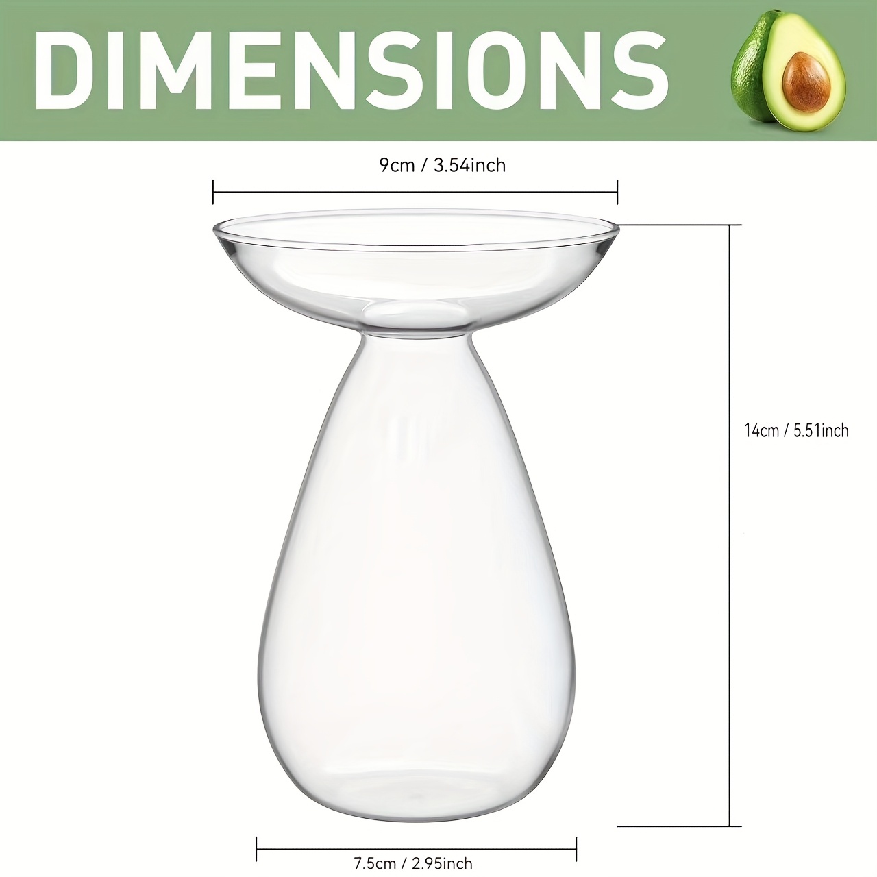 Avocado Seed Entry Vase Flower Pot, Transparent Large Avocado Tree Growth Kit Flower Pot, Medium Avocado Vase Planting Glass Flower Pot, Suitable For Indoor And Outdoor