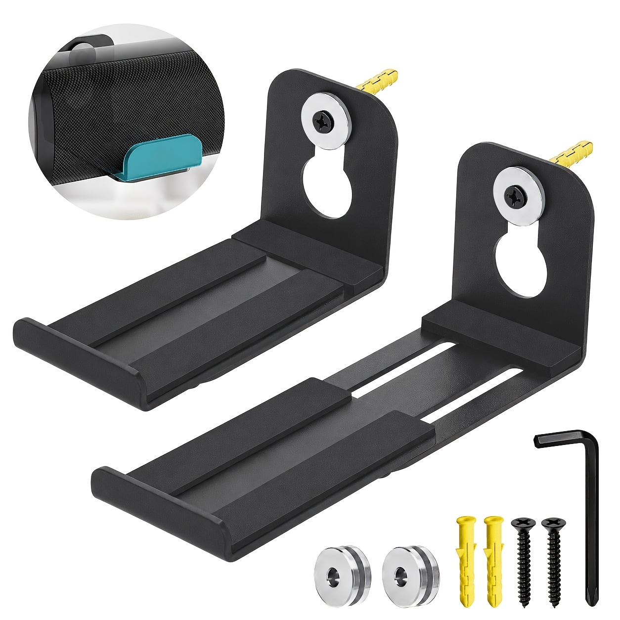 TEMU Adjustable Soundbar Wall Mount Bracket, Universal Carbon Steel Sound Bar Mount With Extendable Support Arms, Sturdy Speaker Wall Holder