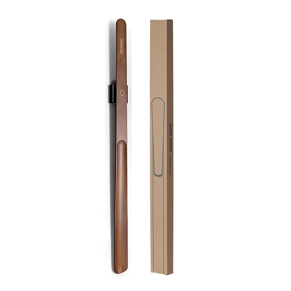 70cm Extra-long Wooden Shoe Horn With Magnetic Storage Base, Premium Shoe Slipper, Durable Solid Wood Shoe Horn
