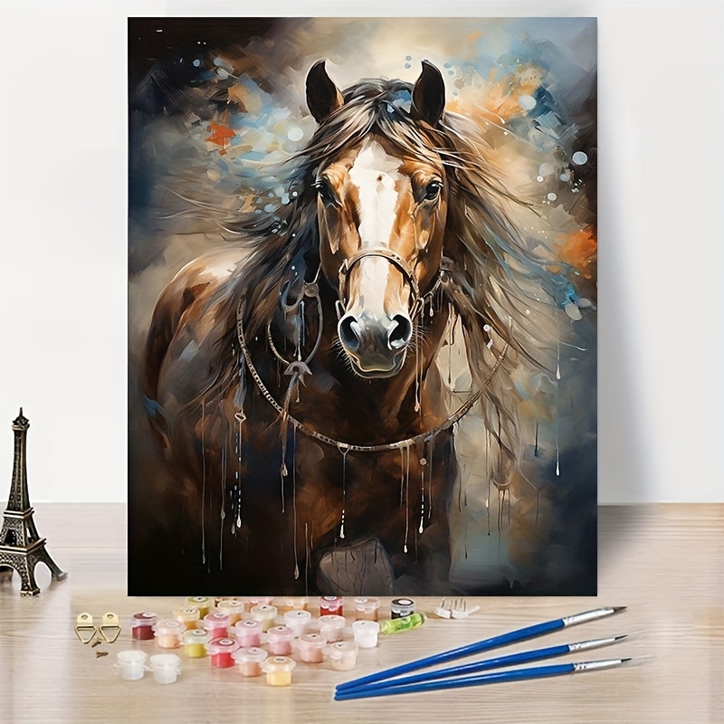 

1pc Diy Painting By Numbers Horse 40x50cm/16x20in Decompressed Hand-painted Coloring Painting Suitable For Adult Beginner Enthusiasts