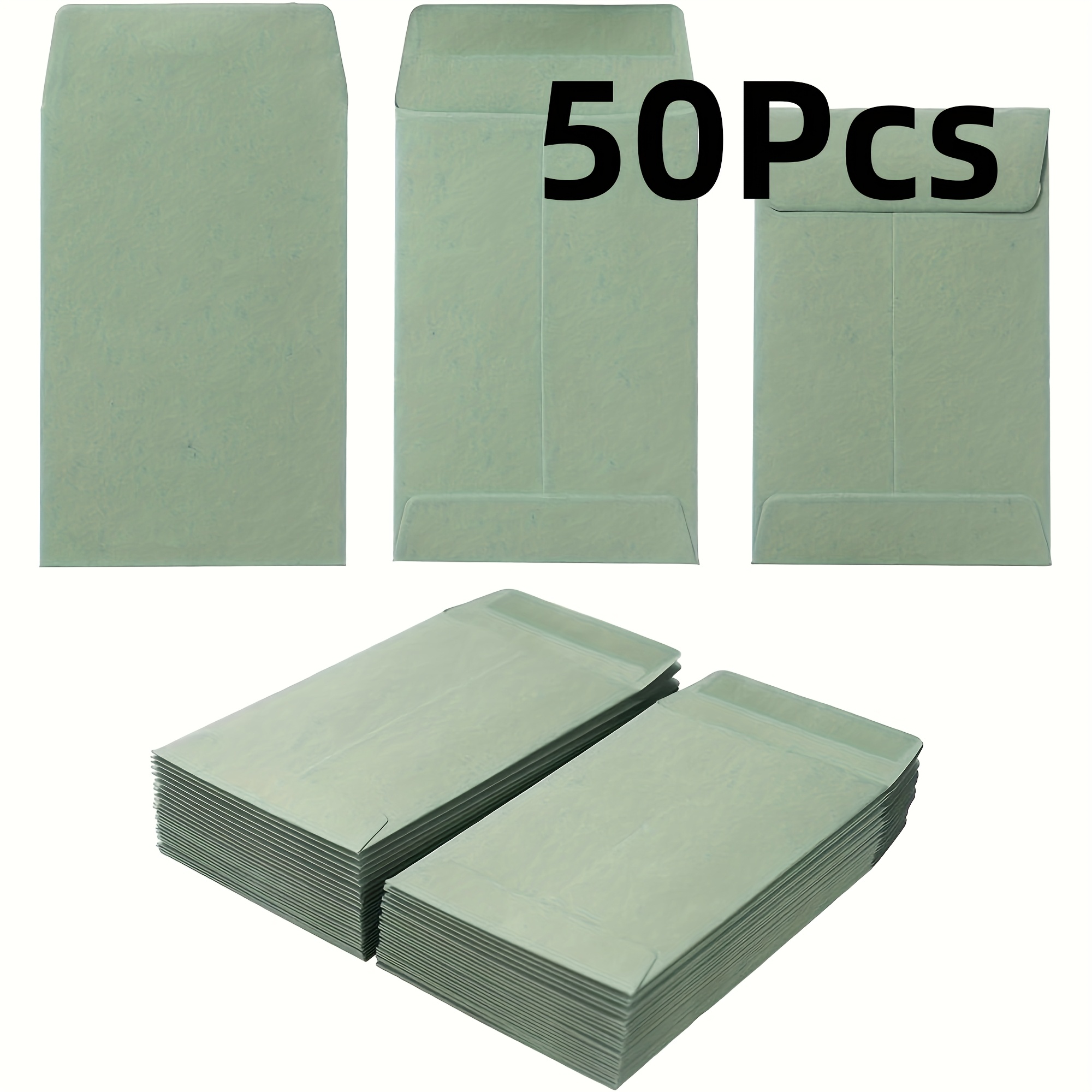 Image of [ Envelopes] 50 Self-adhesive Sage Green Coin Envelopes | 2.25x3.5 Inches (5.7x9cm) For Garden, Office Or Wedding