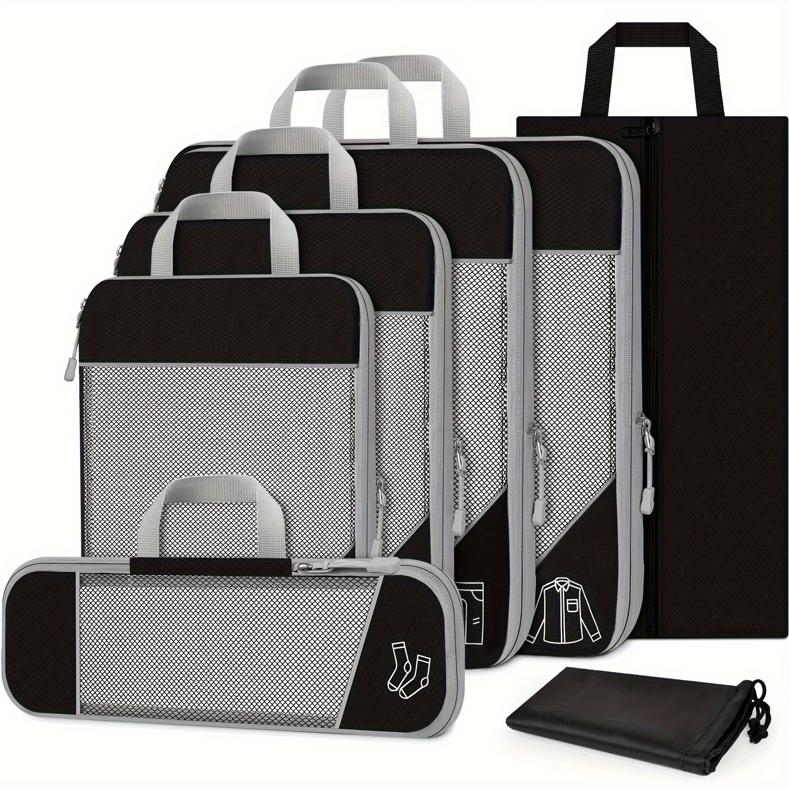 E-shop 7er-Pack Kompressions-Aufbewahrungsbeutel für Reisen, Organisation von Kleidung, Unterwäsche Schuhen