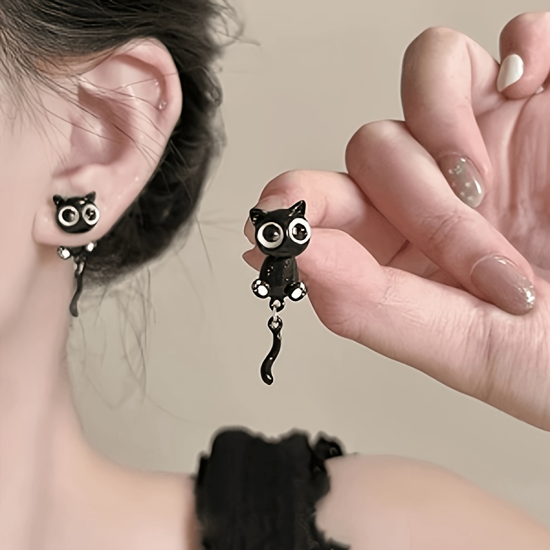TEMU Pendientes de gato de , pendientes colgantes de dibujos animados versátiles, dulces y modernos