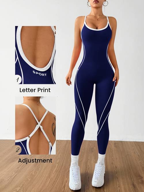 mallas enterizas sin costuras para ejercicio, 1 pieza - diseño de rayas con espalda , adecuadas para entrenamientos de gimnasio, ejercicio y como ropa de yoga en y verano
