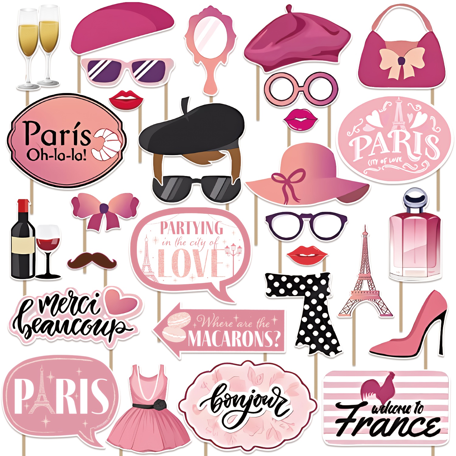 30pcs, Party Photo Booth Props, Theme Party Decorations, Suitable For -themed Birthday Celebration