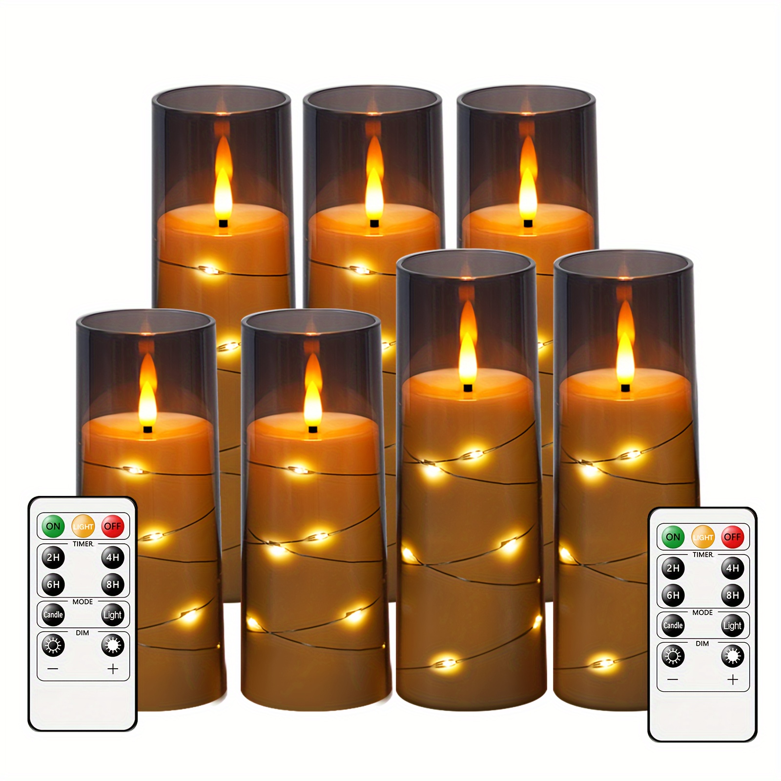 

Nimiko 7pcs Flameless Led Pillar Candle Set With Remote Control, Acrylic And Plastic, Decorative Battery-operated Candles For Home Decor, Holidays, And (grey)