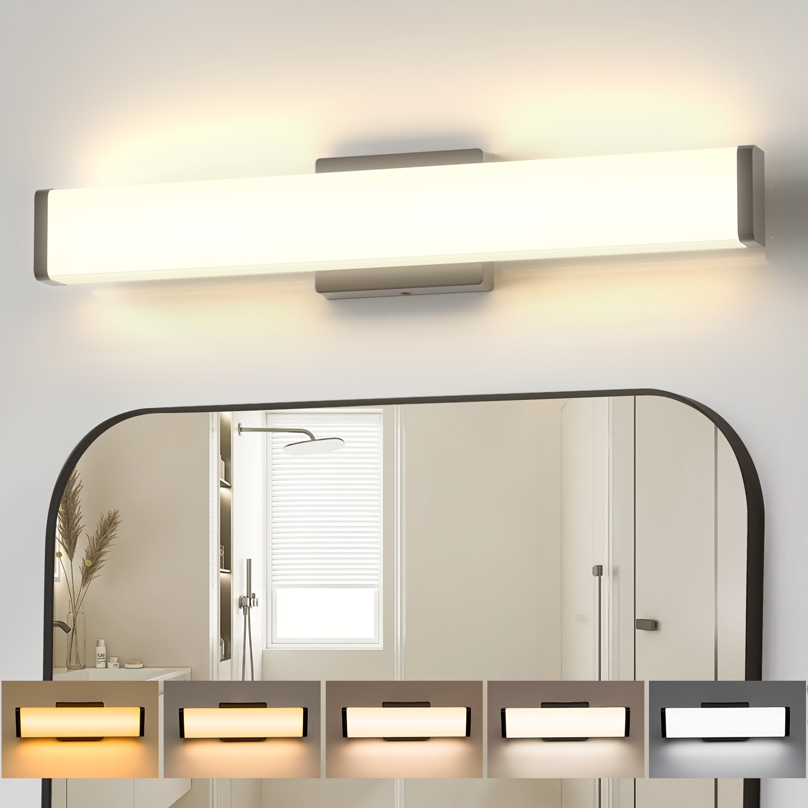TEMU Modern Bathroom Light Fixtures Over Mirror 16 Inch, 2000 Lumen Dimmable Bathroom Cube Vanity Light, Bar, Black Vanity Lighting Fixtures