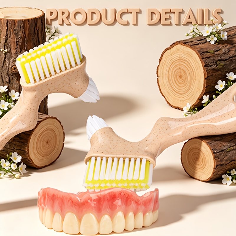 Double-Sided Denture Cleaning Brush with Ergonomic Handle