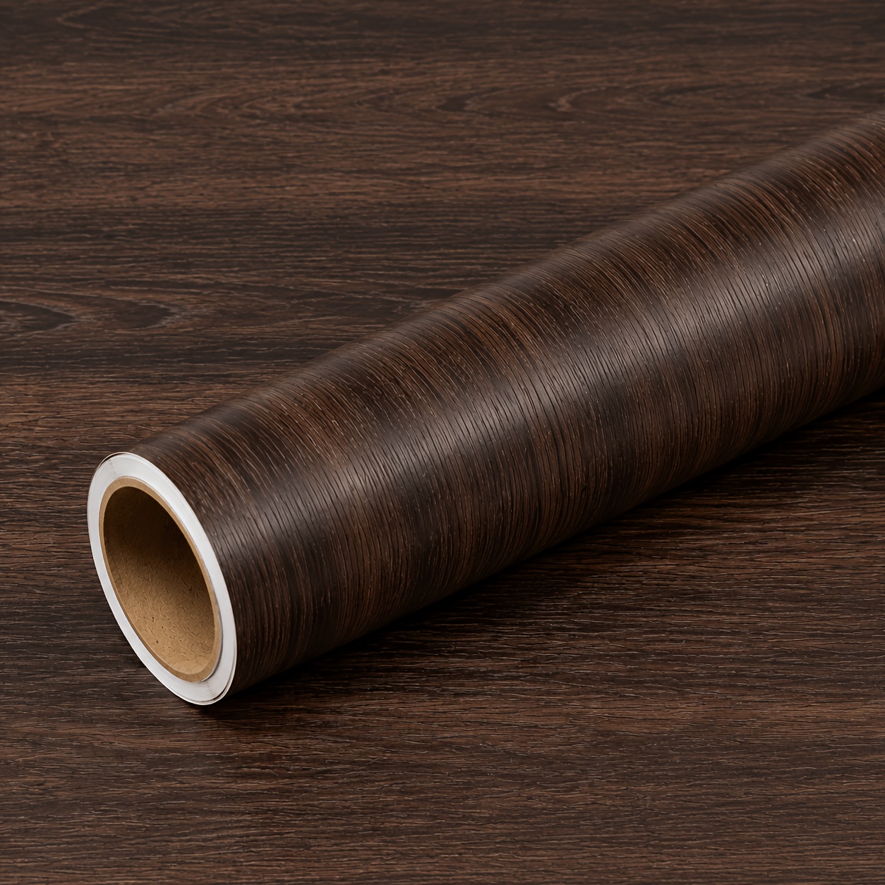 TEMU 1 Roll Self-adhesive Dark Wood Grain Wallpaper, Removable Waterproof Vinyl Contact Paper For Cabinets Countertops Table Dresser, Furniture