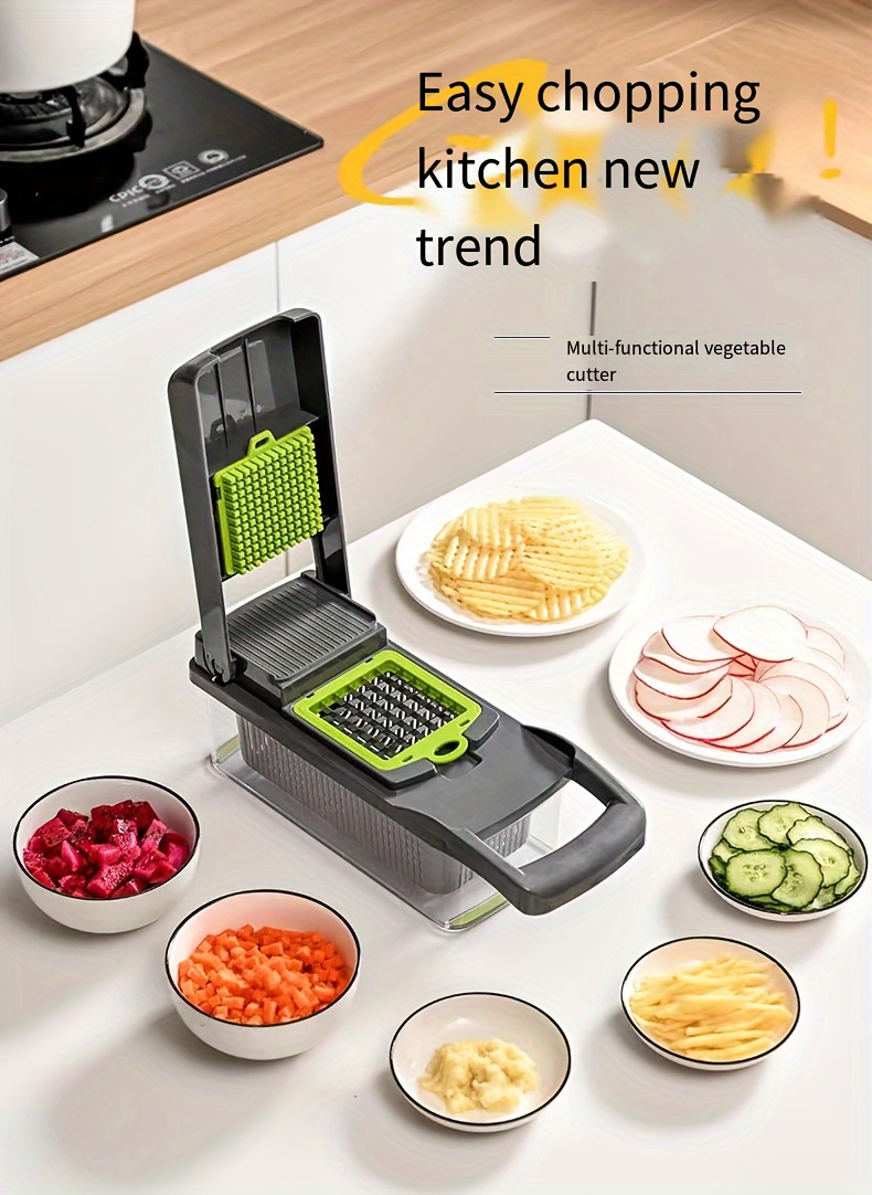 6 16 pieces set vegetable   multifunctional fruit slicer manual food grater vegetable slicer knives and containers onion   chopper with multiple interchangeable blades household potato   kitchen supplies kitchen gadgets details 0