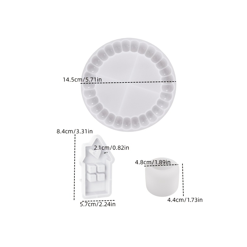E-shop DIY Gips Silikonform 3-teilig Set – Blasenform, -Liebeshaus & Streifenzylinder Kerzenhalter – Tonformen, DIY Schmuckaufbewahrungspalette,