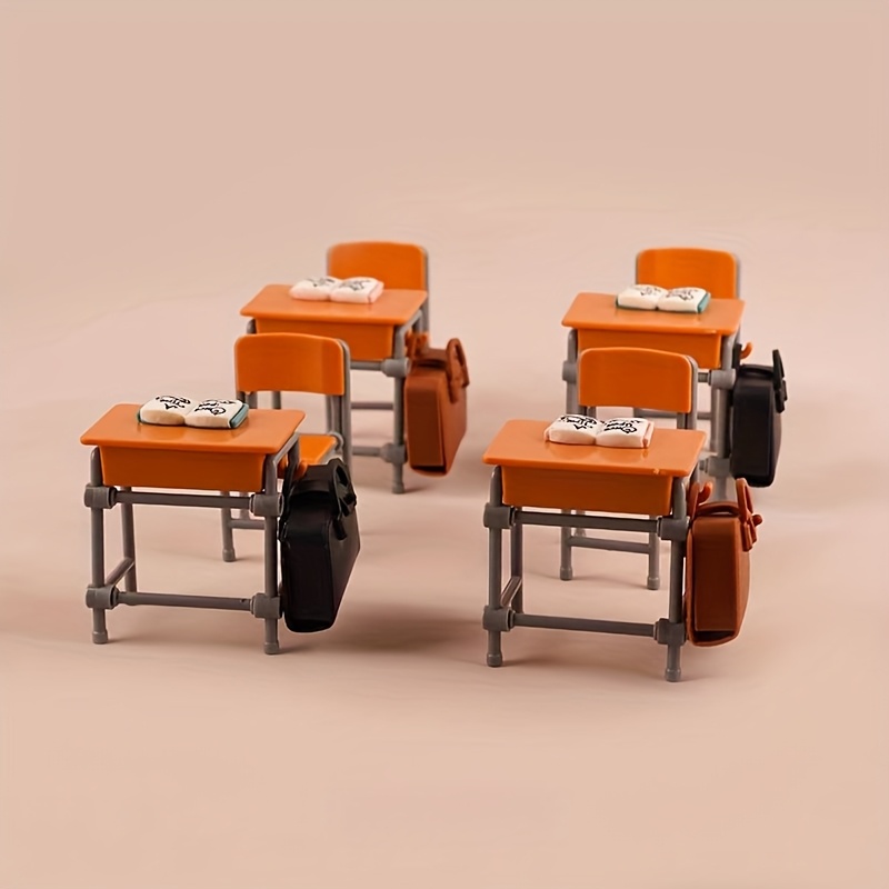 

Mini Classroom Desk & Chair Set - Orange Abs, No Power Needed - Office Decor, Holiday Tabletop Accents, And Christmas Gifts