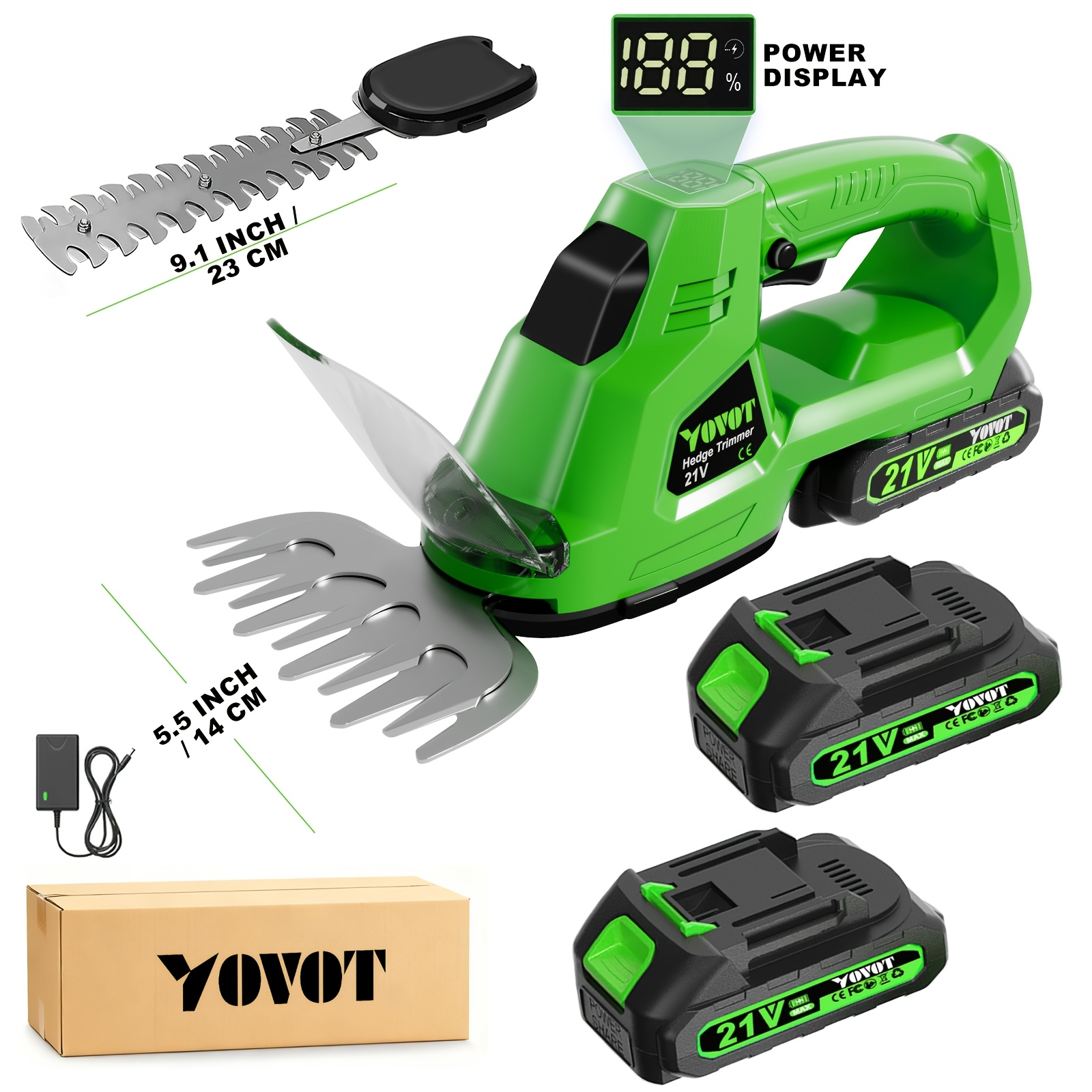 TEMU 21v Hedge Trimmer, A 2-in-1 Hedge Cutting Machine, Featuring Long With Either 2 Or 1 Battery, Suitable For High Power And High Capacity Lawn