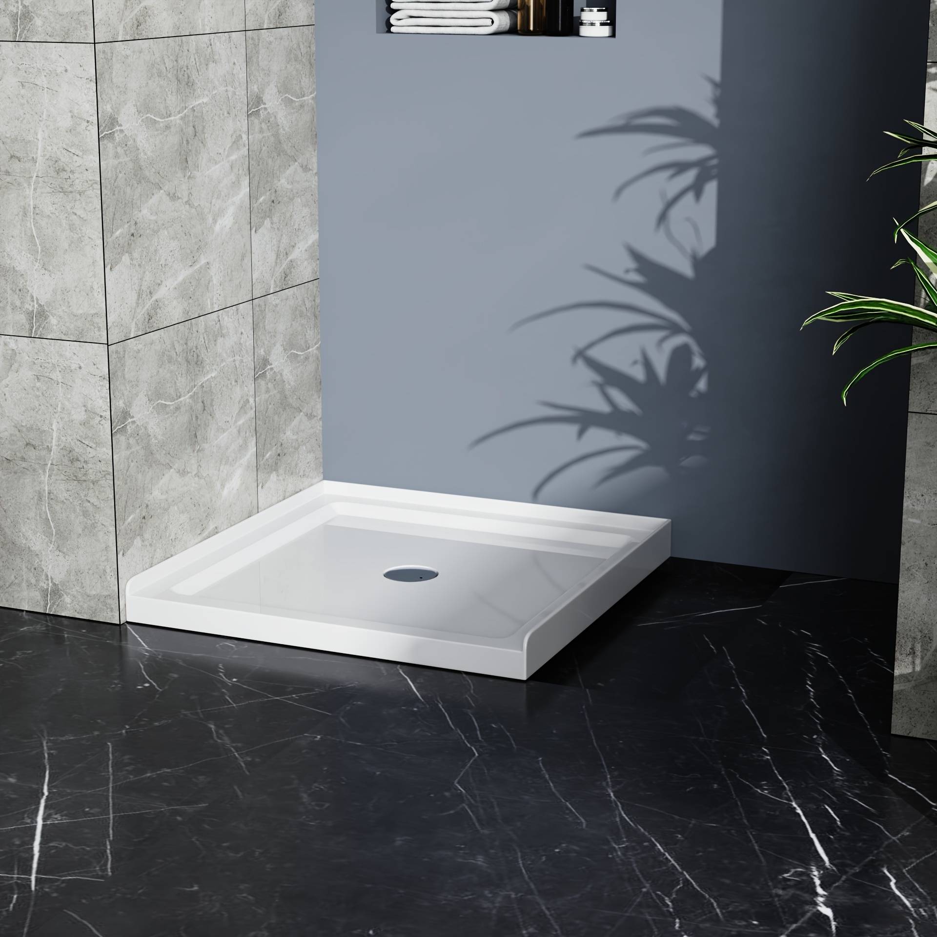 

36" X 36" Shower Base Single Threshold Center Drain Shower Pan In White, Acrylic Shower Tray