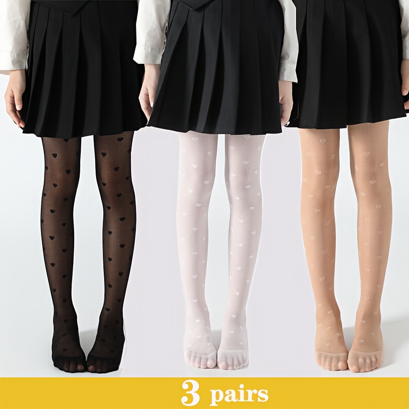 

3 Pairs Of Kid's Fashion Thin Mesh Pantyhose, Comfy And Breathable Pantyhose For Daily Wearing, Spring And Summer