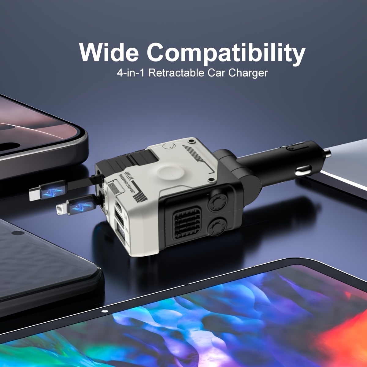 66W Mecha Style Car Retractable Charger