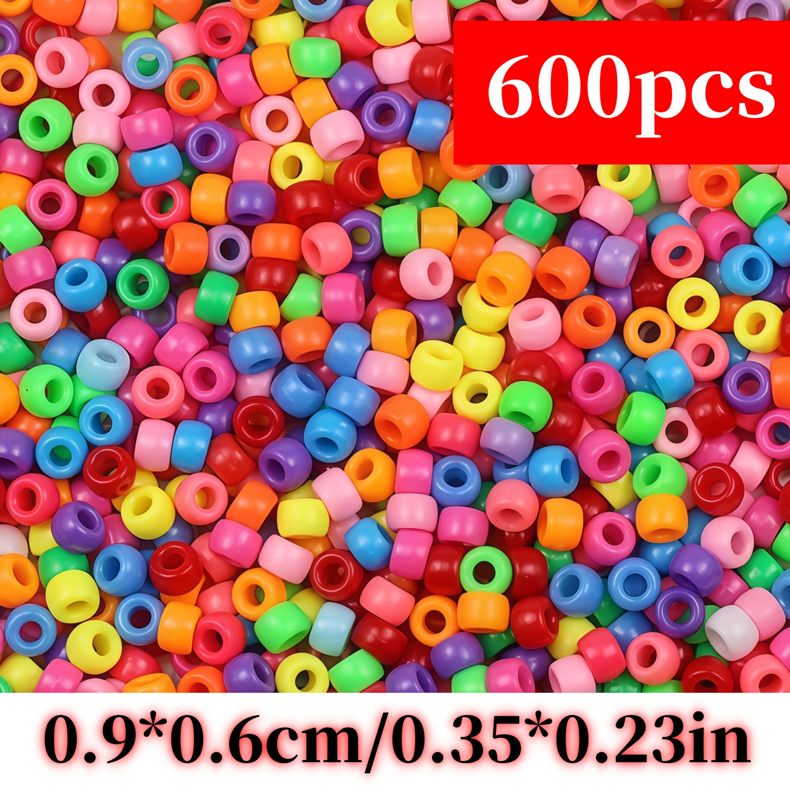 E-shop 600 Stück 9mm Perlen mit großem Loch, einfarbig, Acrylperlen, für Armbänder, Halsketten, Handyketten, Schmuck. Dekorative Perlen (gemischte