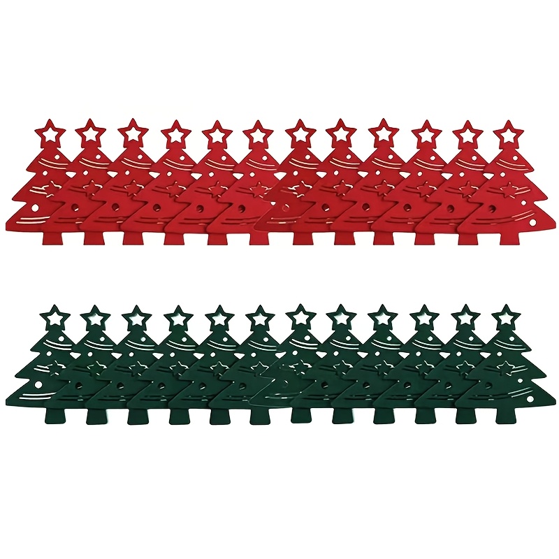 TEMU 24pcs/christmas Tree Tableware Holder Set, Felt Christmas Tree Fork Bag, Hollow Star Decoration, Holiday Party Table Decoration Supplies Set,