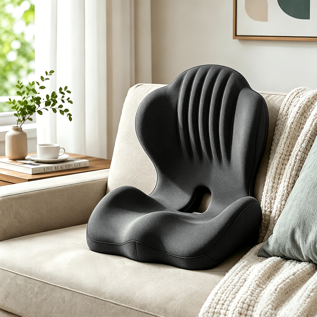 TEMU Ergonomic Lumbar Support Cushion, Lower Back And Hip Support Pillow, Cotton Back Support, Suitable For Office Chairs And Car Seats, Breathable