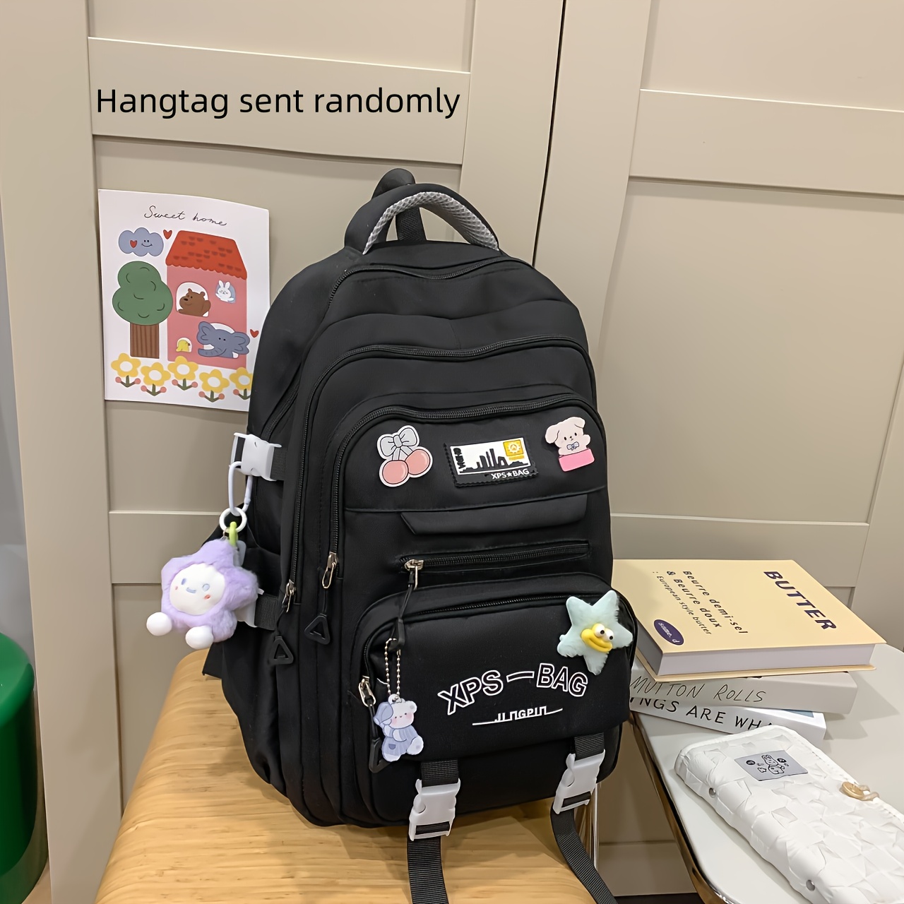 Cross-border High-value Large Capacity Backpack Load, High School Student Backpack Middle School Student Backpack Pendant Random