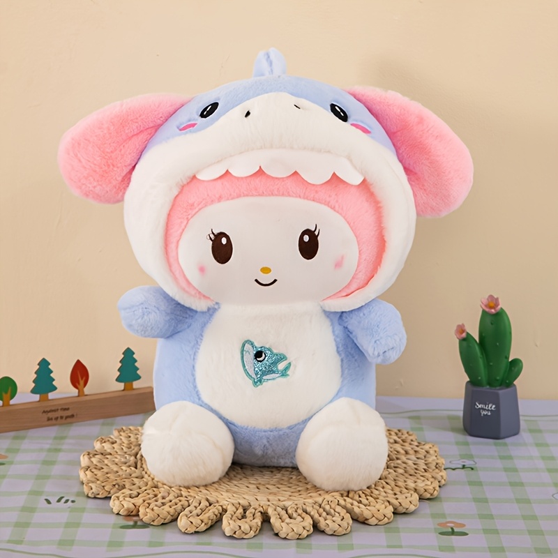 Kuromi My Melody Plush Toy, 13.78" Shark Stuffed Animal, Soft Cozy Plushie, Hugging Buddy Gift For Girls Boys