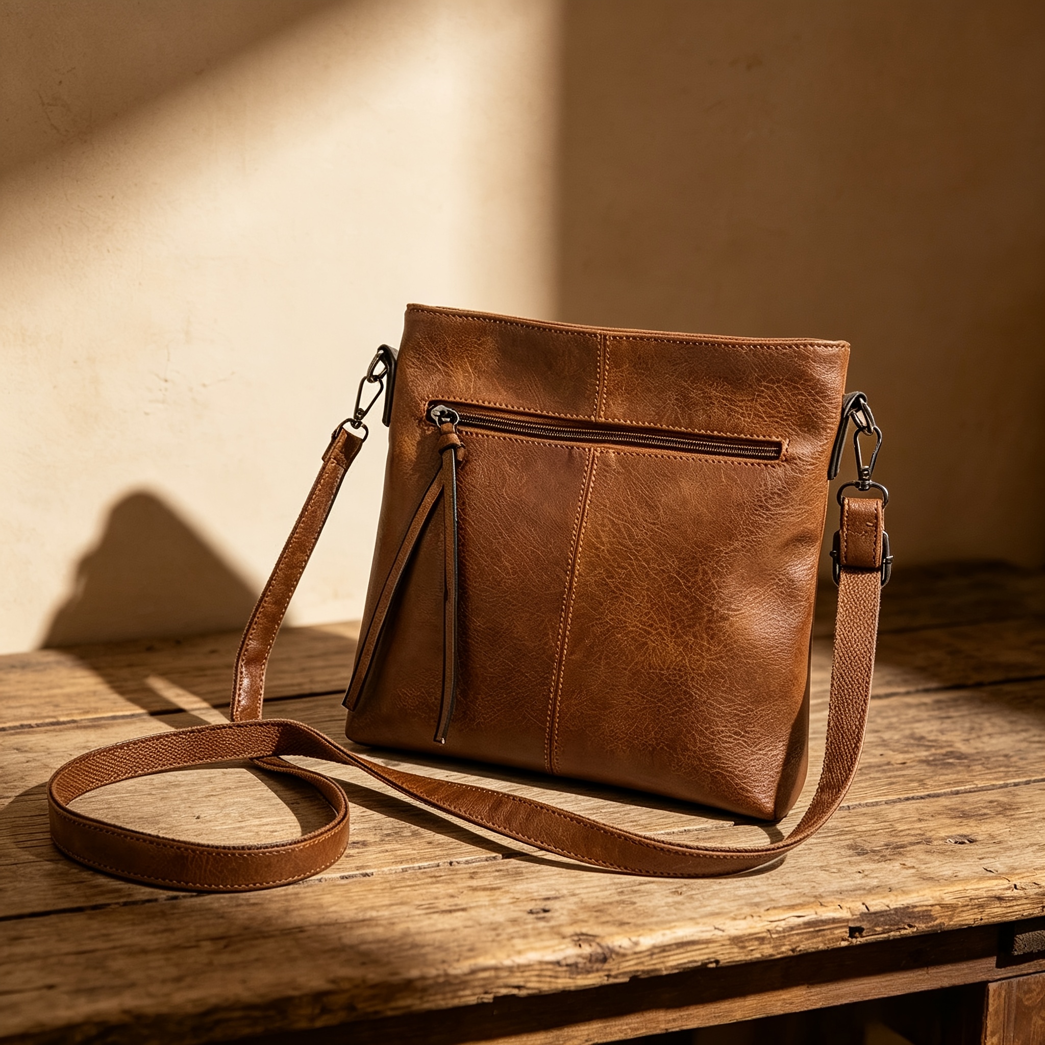 TEMU Special Women'-shoulder Bag, Unisex Large-capacity Multi-functional Bag, Solid Color Distressed Zipper Compartment Crossbody Bag, Vintage Daily