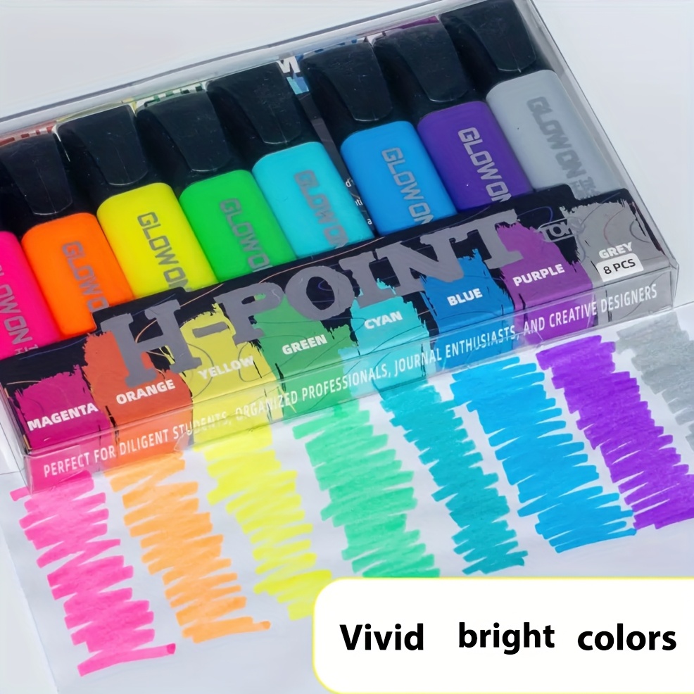 8pcs Bright/pastel Colors Highlighter, Chisel Tip Marker Pen Journaling School & Office Supplies