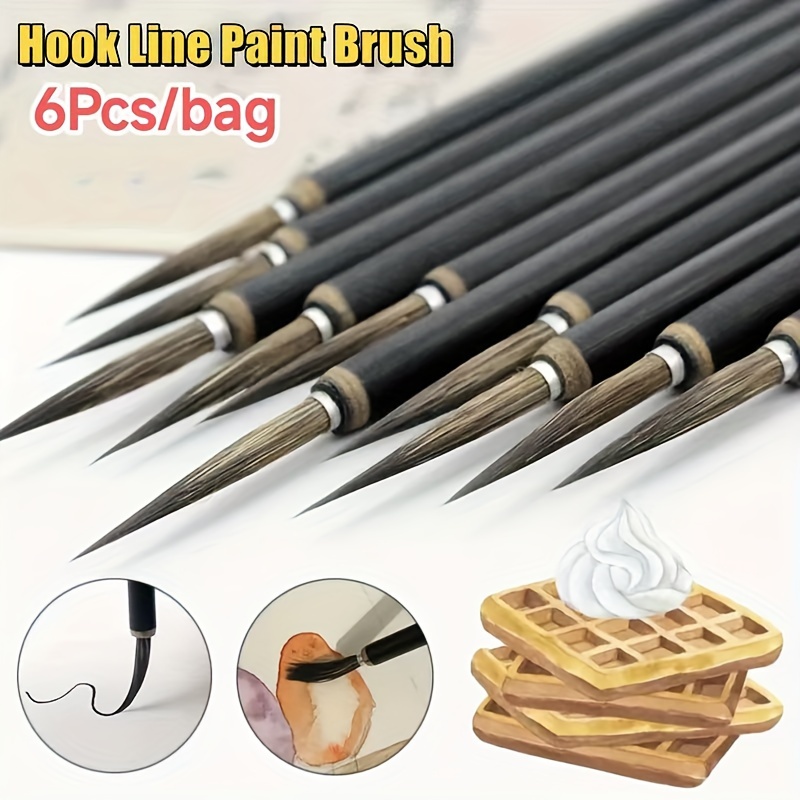 

6pcs Chinese Calligraphy Brushes, Ceramic Hook Line Fine Paint Brushes, Hair, Artistic Crafts, Painting Supplies, Pen For Calligraphy And Painting